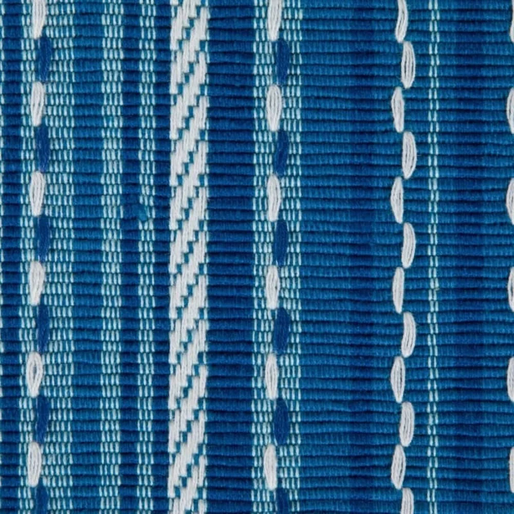 Pier 1 Imports Blue Tonal Stripe With Fringe Table Runner